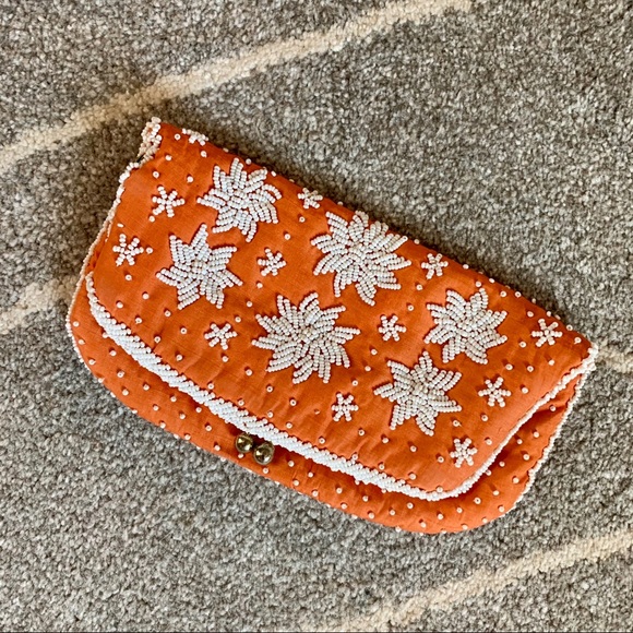 Magid Handbags - Magid Vintage Orange Silk Beaded Purse Clutch